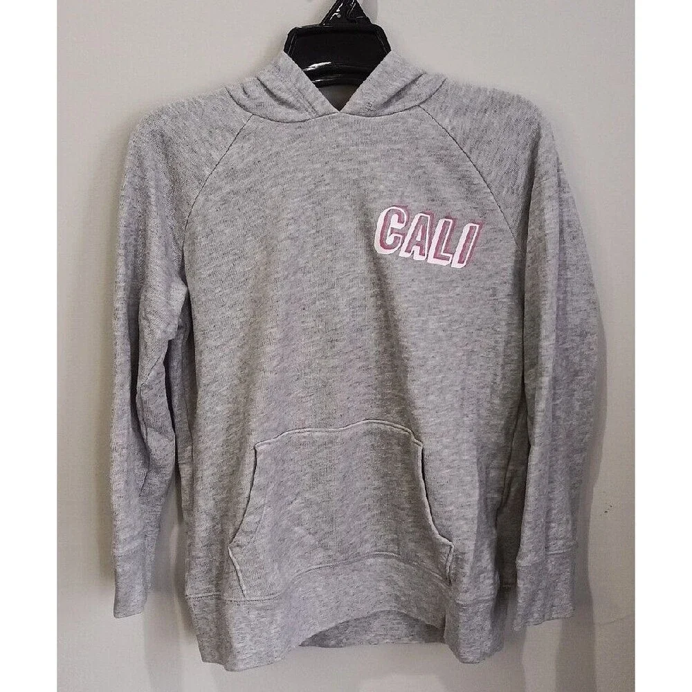 Old Navy Cali Gray Girls Hoodie Medium 8 Beach Surfboard Sunset Scene